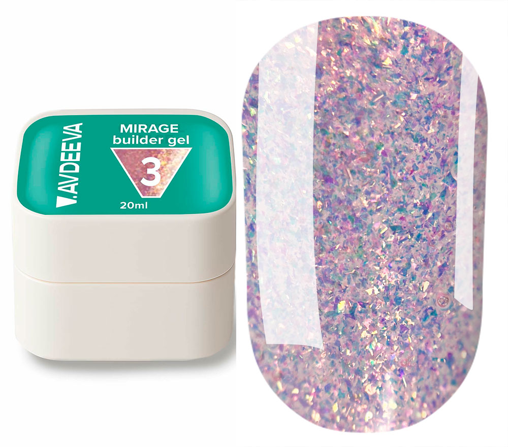 V.AVDEEVA MIRAGE Builder Gel №3 - голографический гель для моделирования ногтей, 15 мл V.AVDEEVA MIRAGE Builder Gel №3 - голографический гель для моделирования ногтей, 15 мл