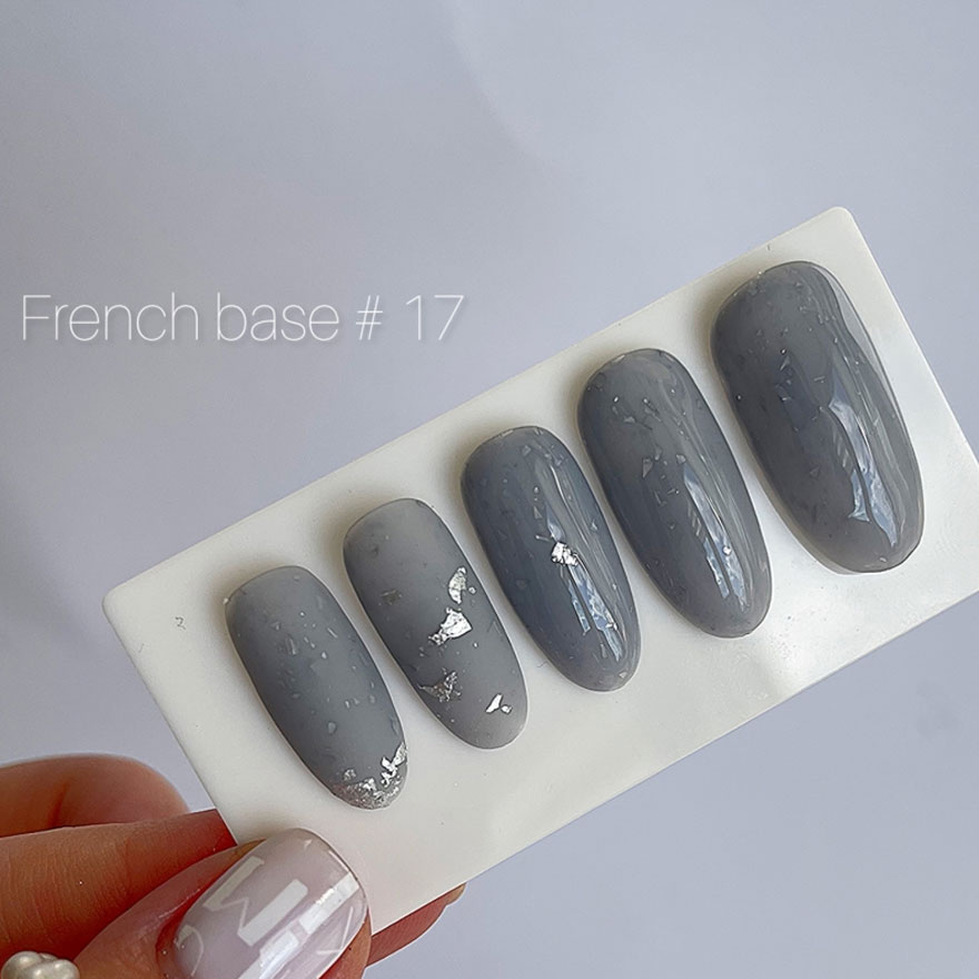 NailApex French Base FRB17 камуфлююча база (сіро-димчата зі срібною поталлю), 15 мл NailApex French Base FRB17 камуфлююча база (сіро-димчата зі срібною поталлю), 15 мл