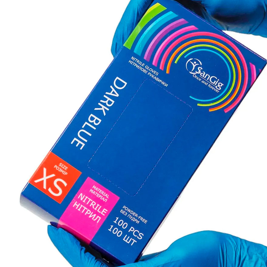 Sangig Nitrile gloves Black (XS) 100 pcs/pack (50 pairs), density 3.5 g