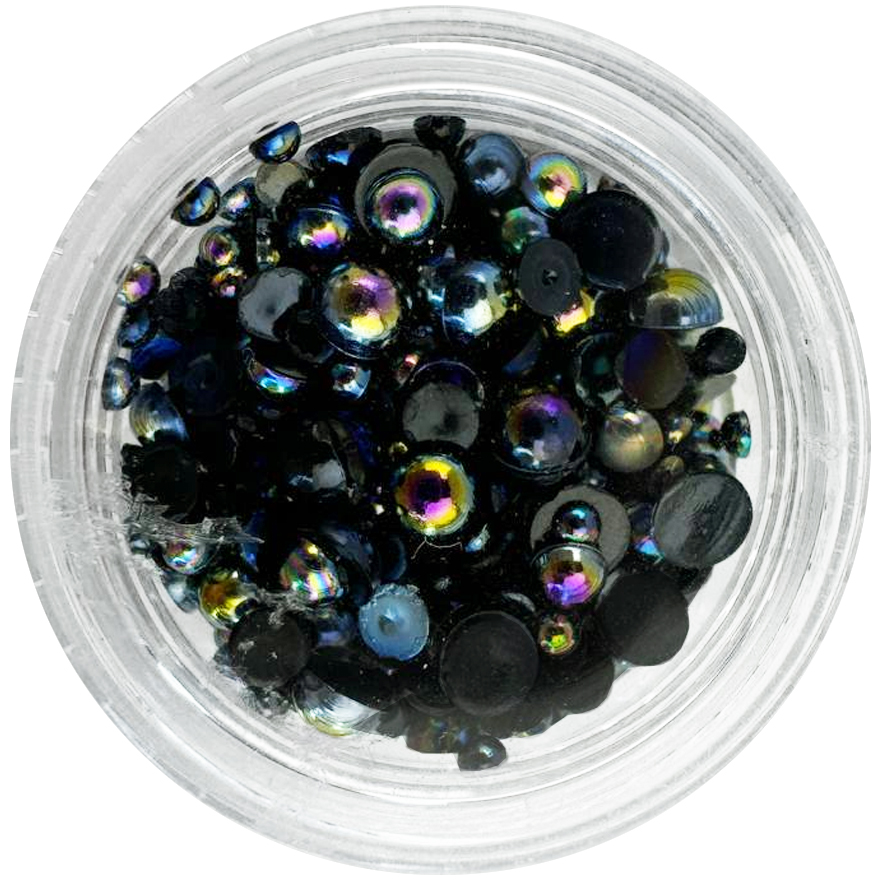 Nail decor pearls, halves Black pearls, 2.5 g, Mix, (in container) Nail decor pearls, halves Black pearls, 2.5 g, Mix, (in container)