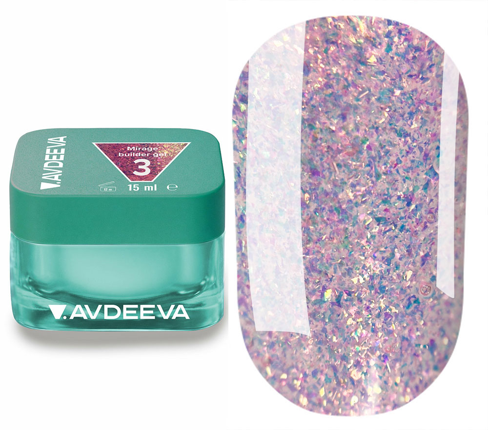 V.AVDEEVA MIRAGE Builder Gel №3 - голографический гель для моделирования ногтей, 15 мл V.AVDEEVA MIRAGE Builder Gel №3 - голографический гель для моделирования ногтей, 15 мл