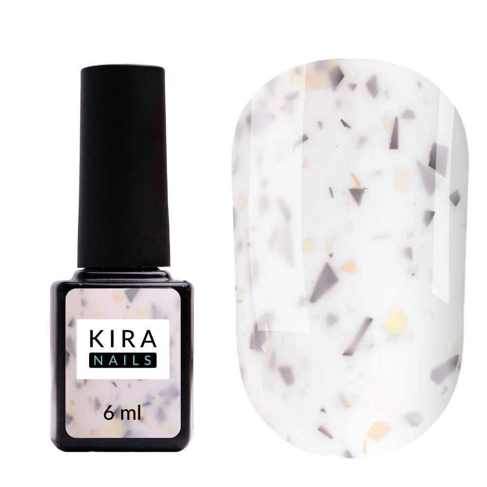 Kira Nails Lollypop Base №003 (молочный с серо-желтыми хлопьями), 6 мл