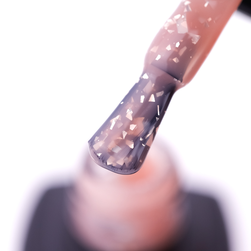 MOON FULL Potal Rubber Base Silena №2033 (peach-beige with silver potal), 8 ml