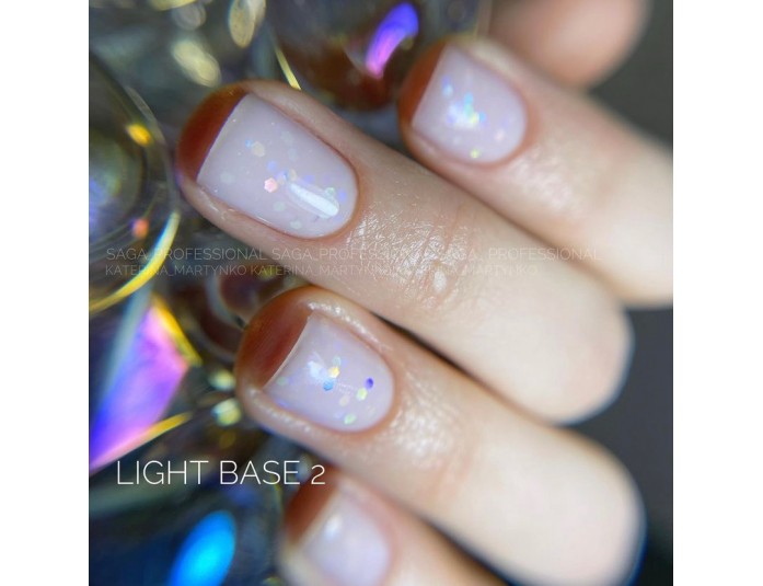 SAGA professional LIGHT BASE 2 (молочно-рожевий із шестигранниками), 9 мл