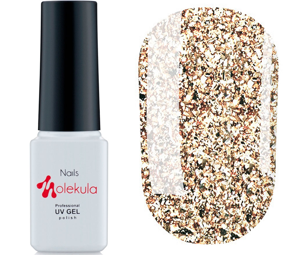 Molekula DIAMOND gel varnish No. 503 (champagne, with sparkles and mica), 6 ml