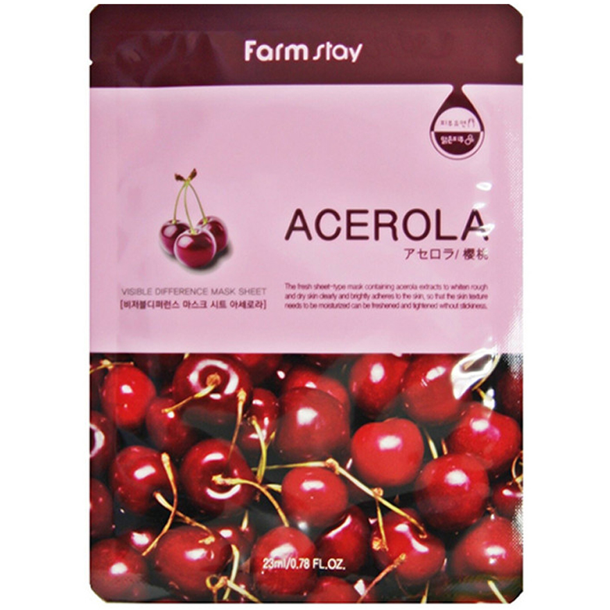 FARMSTAY Visible Difference Mask Sheet Acerola Тканинна маска з екстрактом ацероли, 23 мл FARMSTAY Visible Difference Mask Sheet Acerola Тканинна маска з екстрактом ацероли, 23 мл