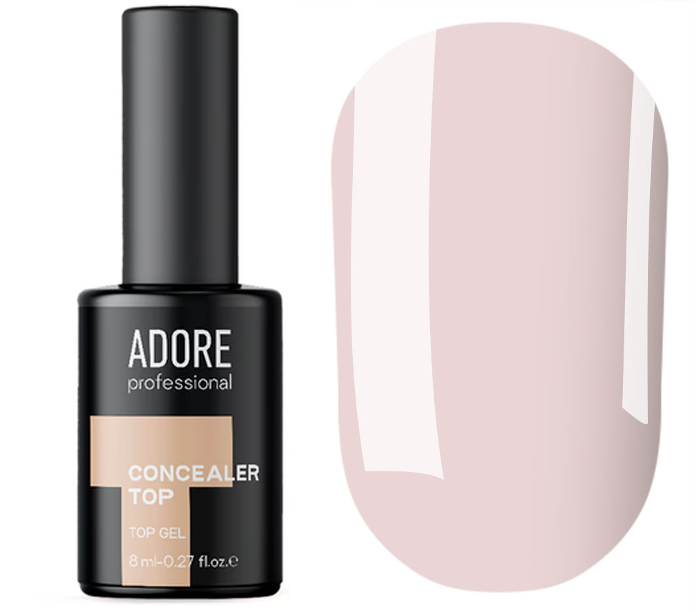 ADORE Сoncieler top coat №001 (milky) - camouflage top without sticky layer with UV filter, 7.5 ml