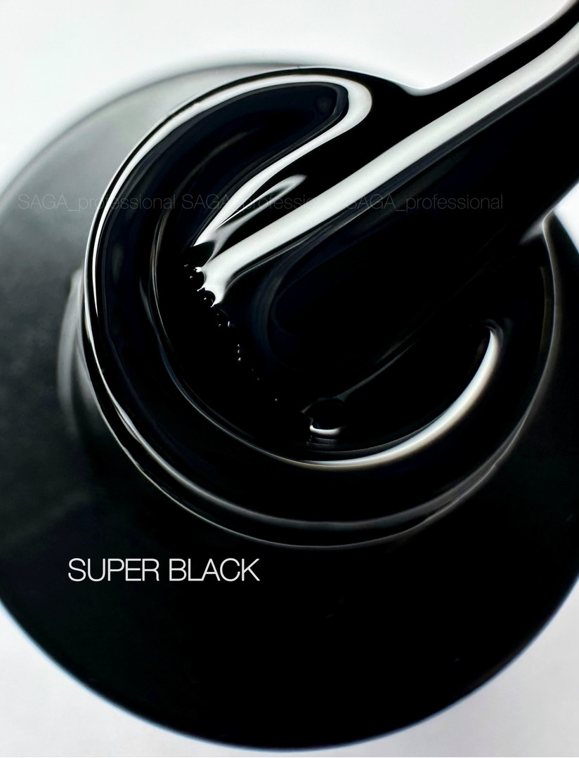 SAGA professional gel polish Super Black (black, enamel), 9 ml