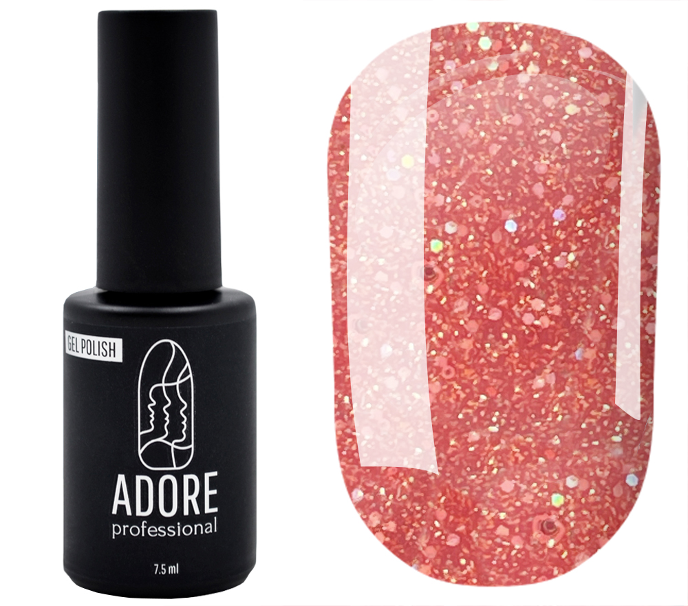 Gel Polish ADORE Professional No. 393 (pink with gold microshine and sparkles, translucent), 7.5 ml
