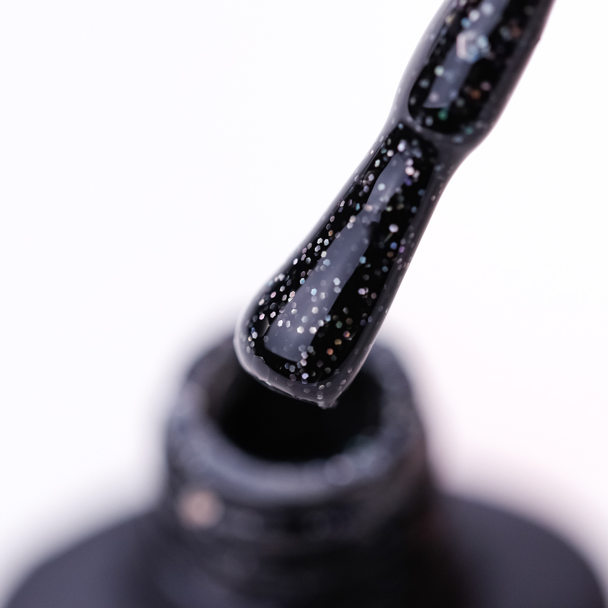 Valeri Gel nail polish 101 (black with holographic glitter), 6 ml
