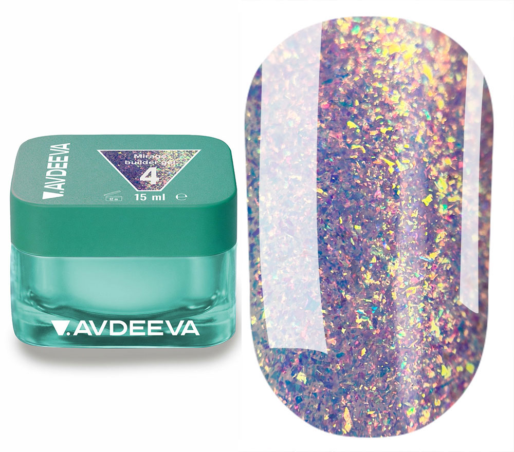 V.AVDEEVA MIRAGE Builder Gel №4 — голографічний гель для моделювання нігтів, 15 мл