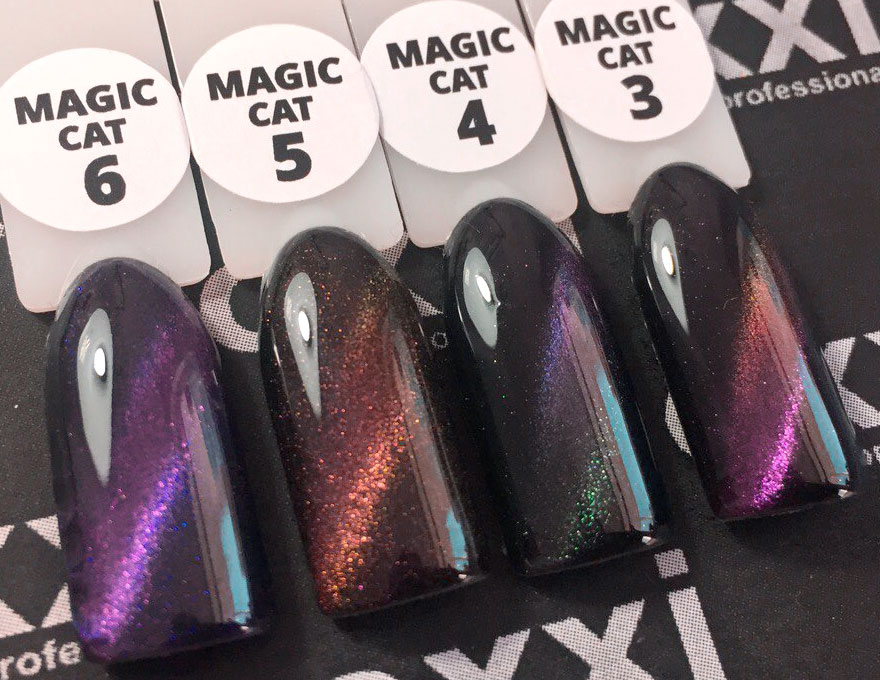 Гель-лак OXXI magic cat №004 (фиолетовый, с зеленым магнитным бликом), 10 мл