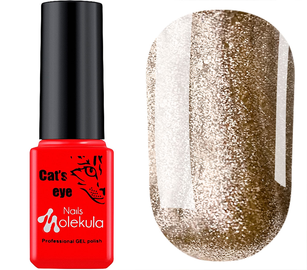 Molekula 9D Cats eye gel varnish No. 913 (light gold, magnetic), 6 ml