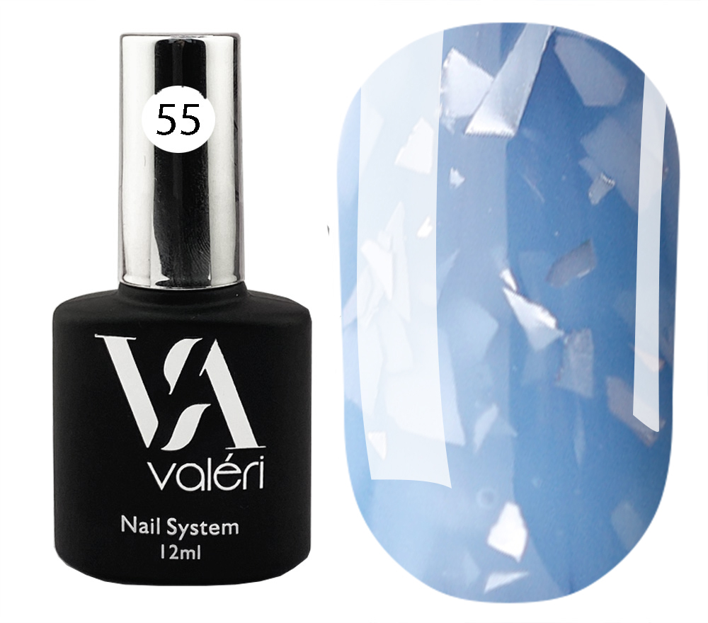 Valeri Nail Base Potal Base 055 (light blue with silver leaf), 12 ml
