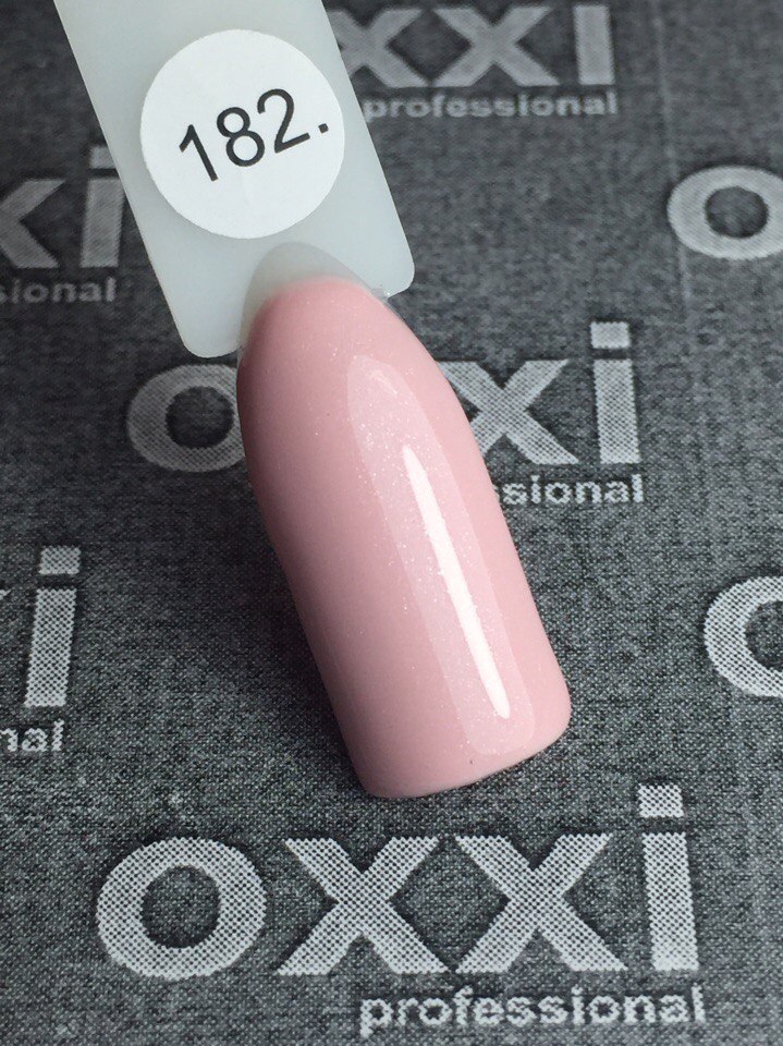 OXXI Гель-лак для ногтей №182 (нежный персиково-розовый, с едва заметным микроблеском), 10 мл