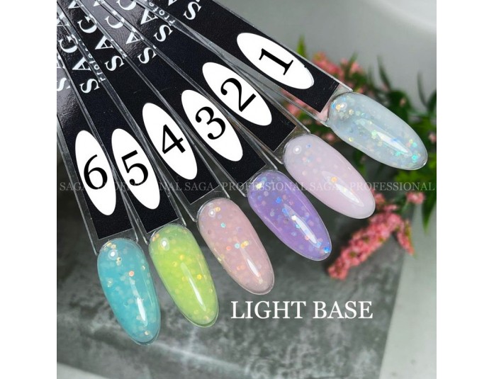 SAGA professional LIGHT BASE 2 (молочно-рожевий із шестигранниками), 9 мл