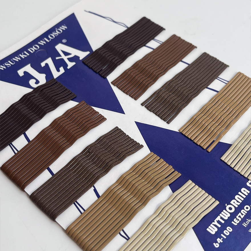 JZA mix bobby pins brown wavy 5.5 cm (100 pcs)