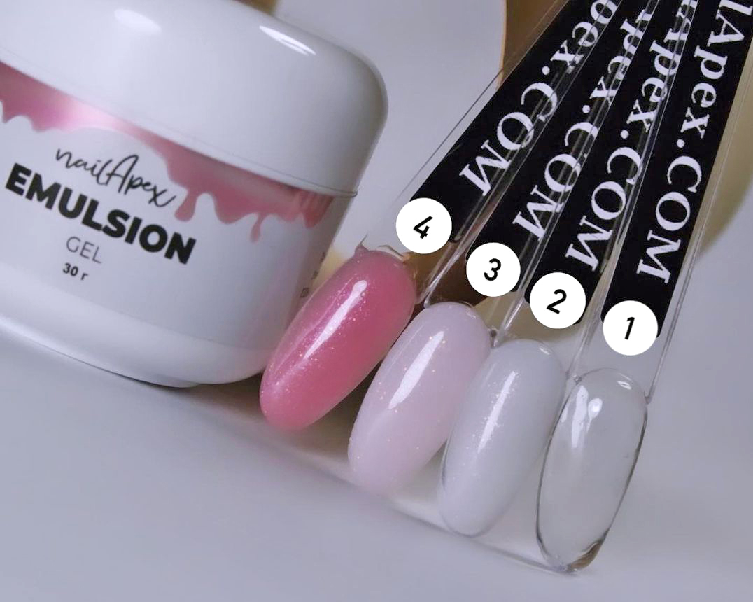 NailApex liquid modeling gel Emulsion №4 (translucent pink with gold microshine), 30 g