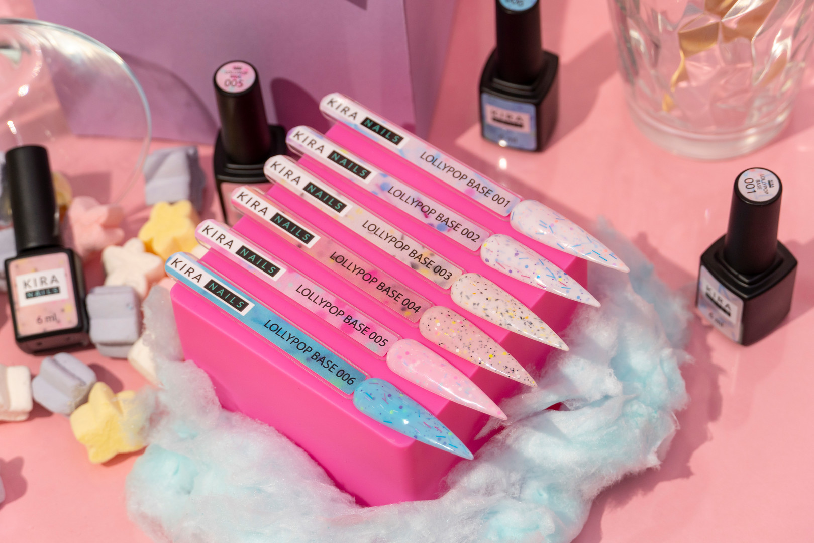 Kira Nails Lollypop Base №003 (молочный с серо-желтыми хлопьями), 6 мл