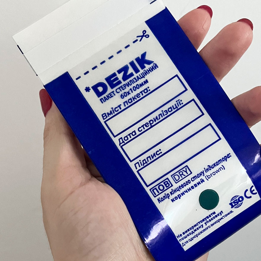 Dezik Kraft bags for dry and steam sterilization, opening 60x100 mm, 1 pc.