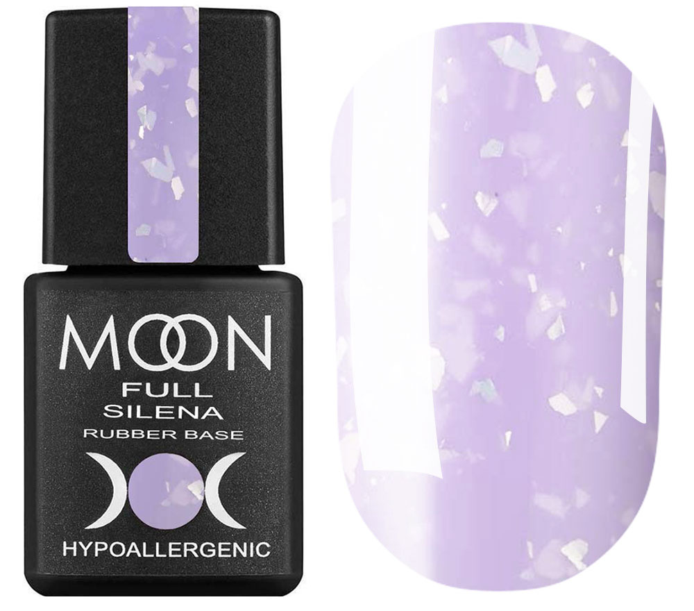 MOON FULL Potal Rubber Base Silena №2030 (purple-lilac with silver potal), 8 ml