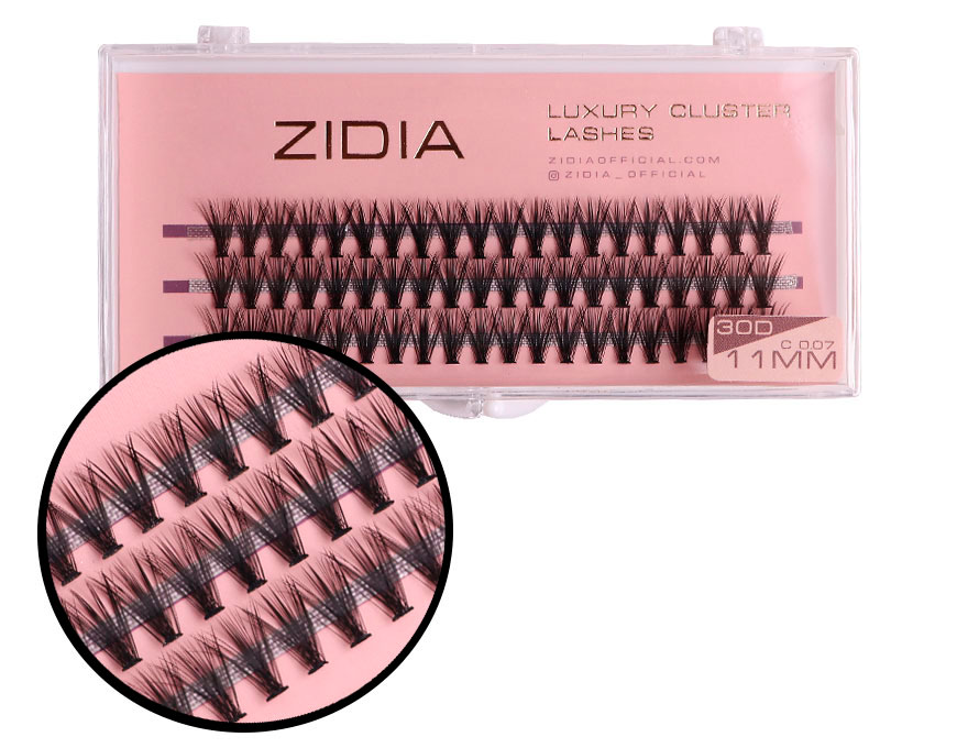 ZIDIA Cluster lashes 30D C 0.07 (3 bands, size 11mm)