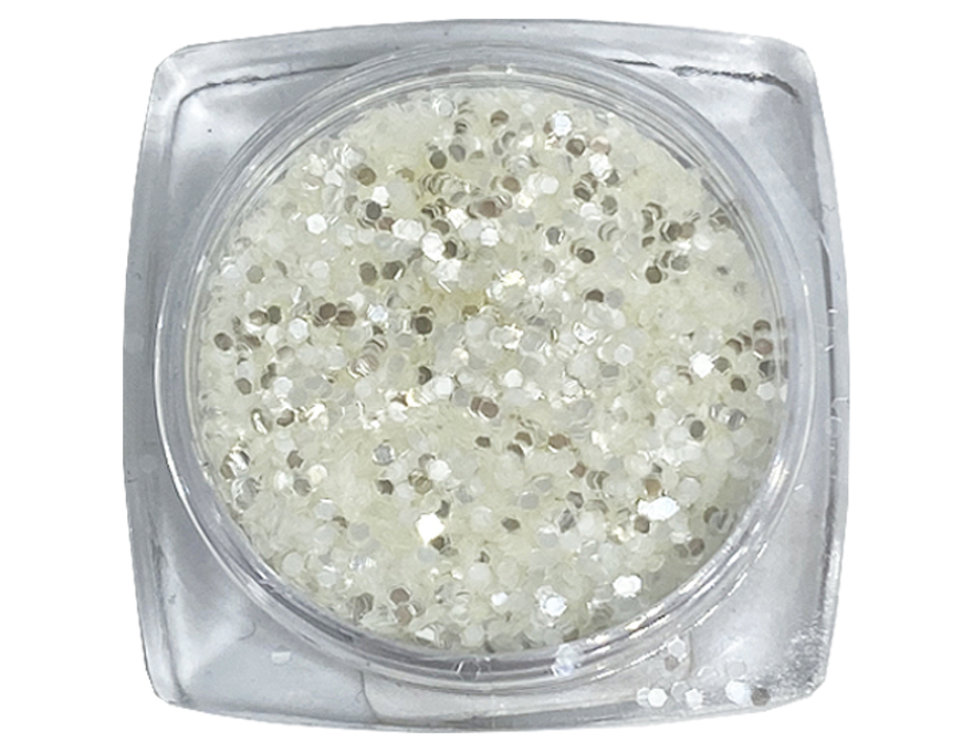 Komilfo spangles 022B, size 0.8 mm, (white, silver), E 2.5 g Komilfo spangles 022B, size 0.8 mm, (white, silver), E 2.5 g