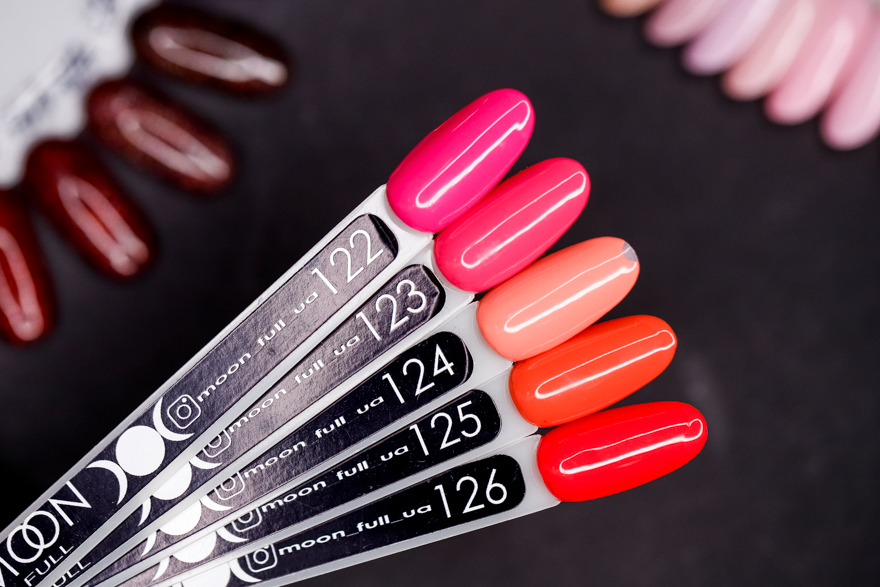 MOON FULL color Gel polish No. 124 gel-varnish (salmon-orange, enamel), 8 ml