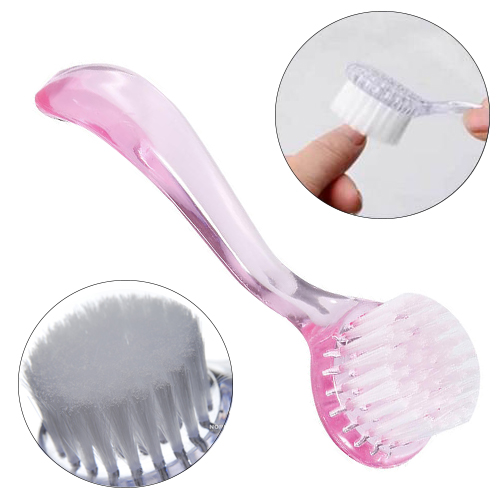 Dust brush, for nails, with handle, round, pink Dust brush, for nails, with handle, round, pink