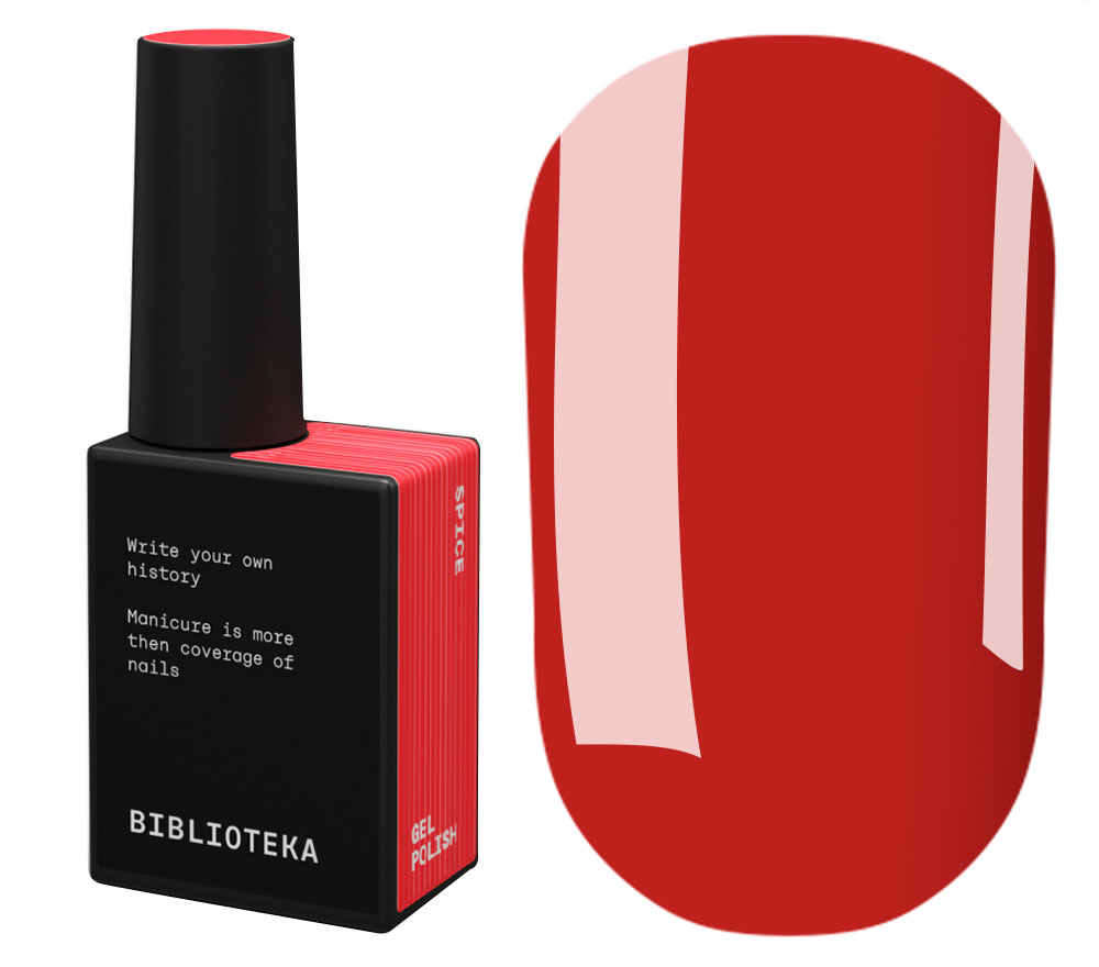 BIBLIOTEKA Гель-лак № 14 Spice – Червоний (пікантність), 10 мл