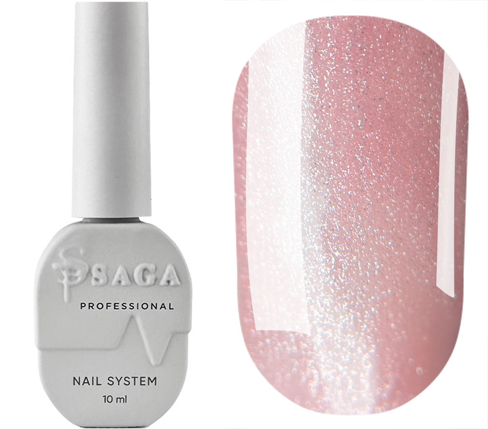 Saga professional gel polish Glow Cat 03 (pink-beige, cat's eye), 9 ml