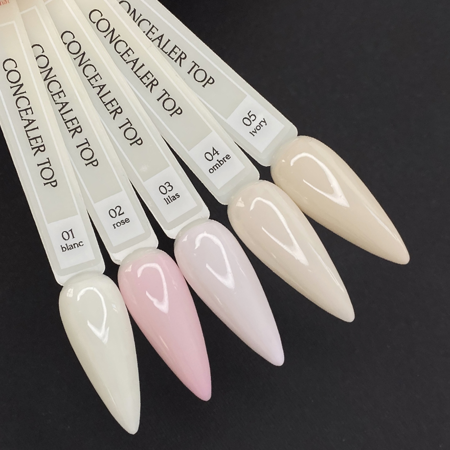 ADORE Сoncieler top coat No. 003 (milky lilac) - camouflage top without a sticky layer with a UV filter, 8 ml