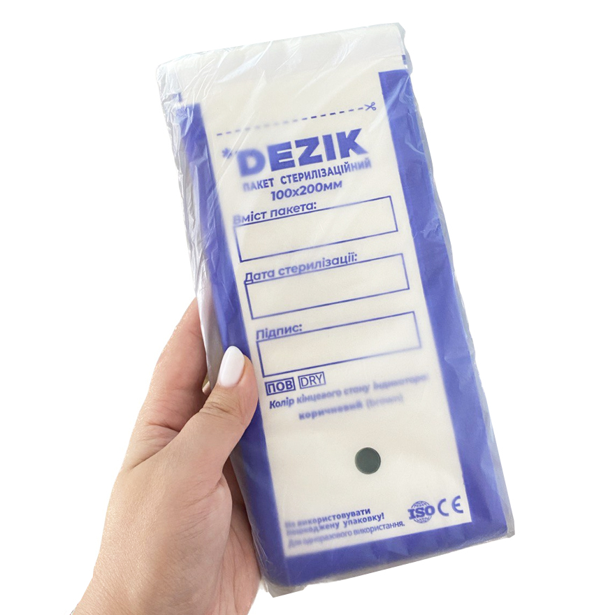 Dezik Kraft bags for air and steam sterilization, transparent 100x200 mm, 100 pcs/pack