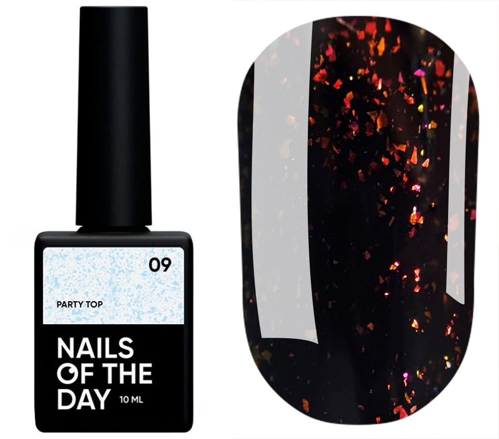 Nails Of The Day Nail top Party top No. 02 (transparent with fine shimmer), 10 ml