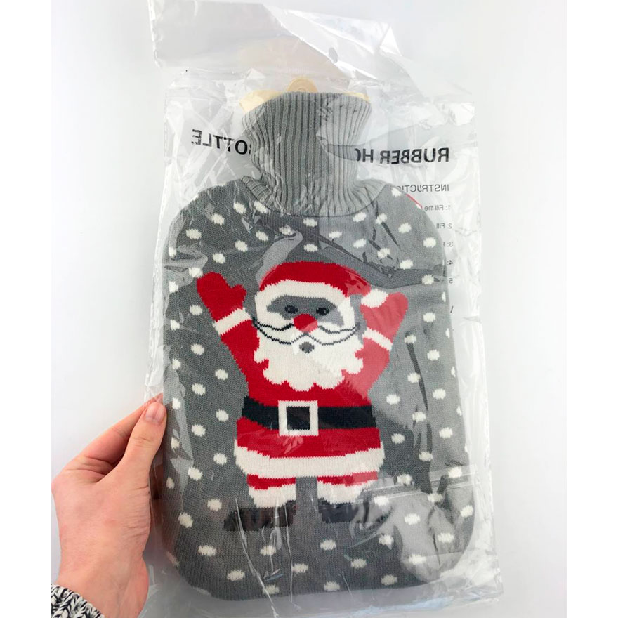 Hand and body warmer in a gray sweater with Santa Claus (not electric), 2000 ml