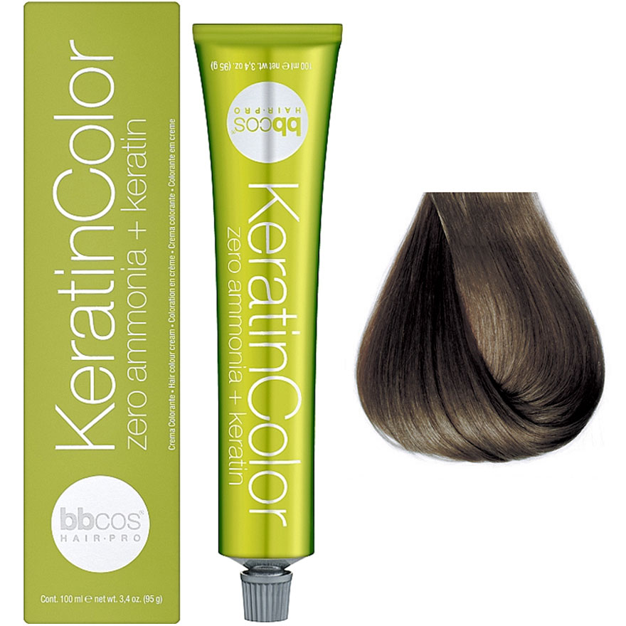 УЦІНКА до 08.2026 Bbcos Keratin Color крем-фарба для волосся 7/01 блондин натуральний попелястий, 100 мл