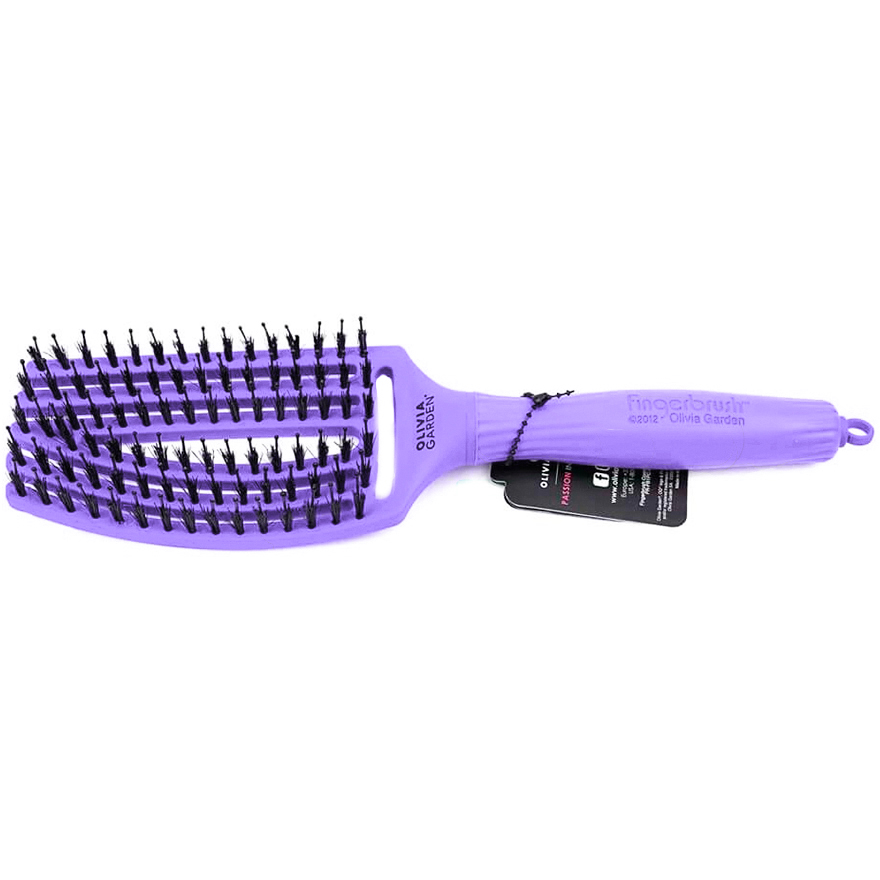Olivia Garden Щетка массажная с натуральной щетиной Finger Brush Combo Medium Tropical Lavander