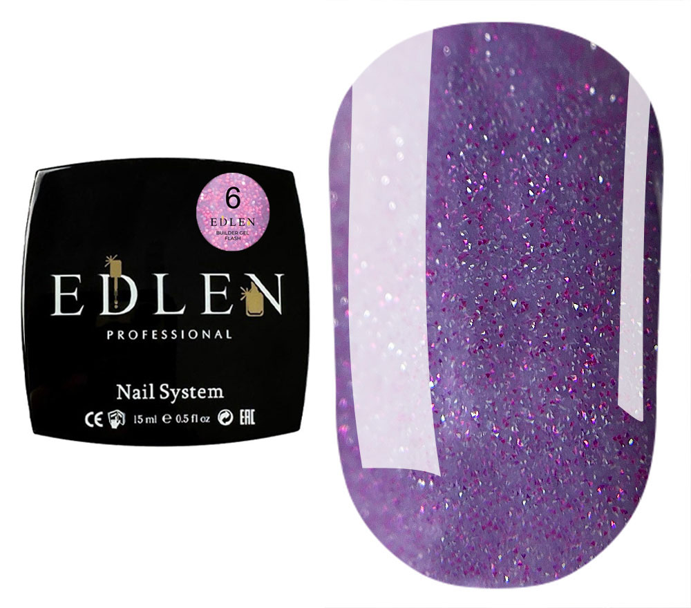Edlen Nail Gel Builder gel Flash 06 (cold purple, reflective), 15 ml
