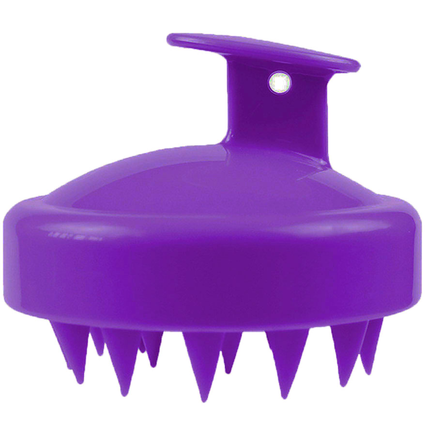 Shampooing massage brush, purple and blue