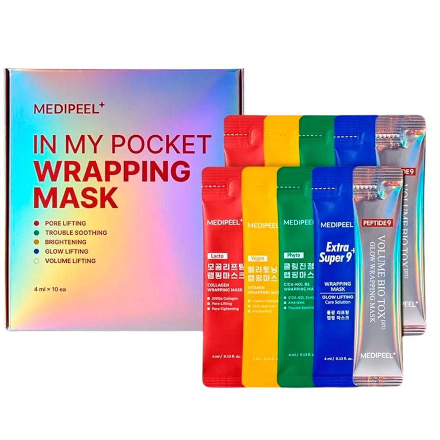 MEDI-PEEL Набор миниатюр масок-пленок для лица In My Pocket Wrapping Mask (4 мл x 10 шт)