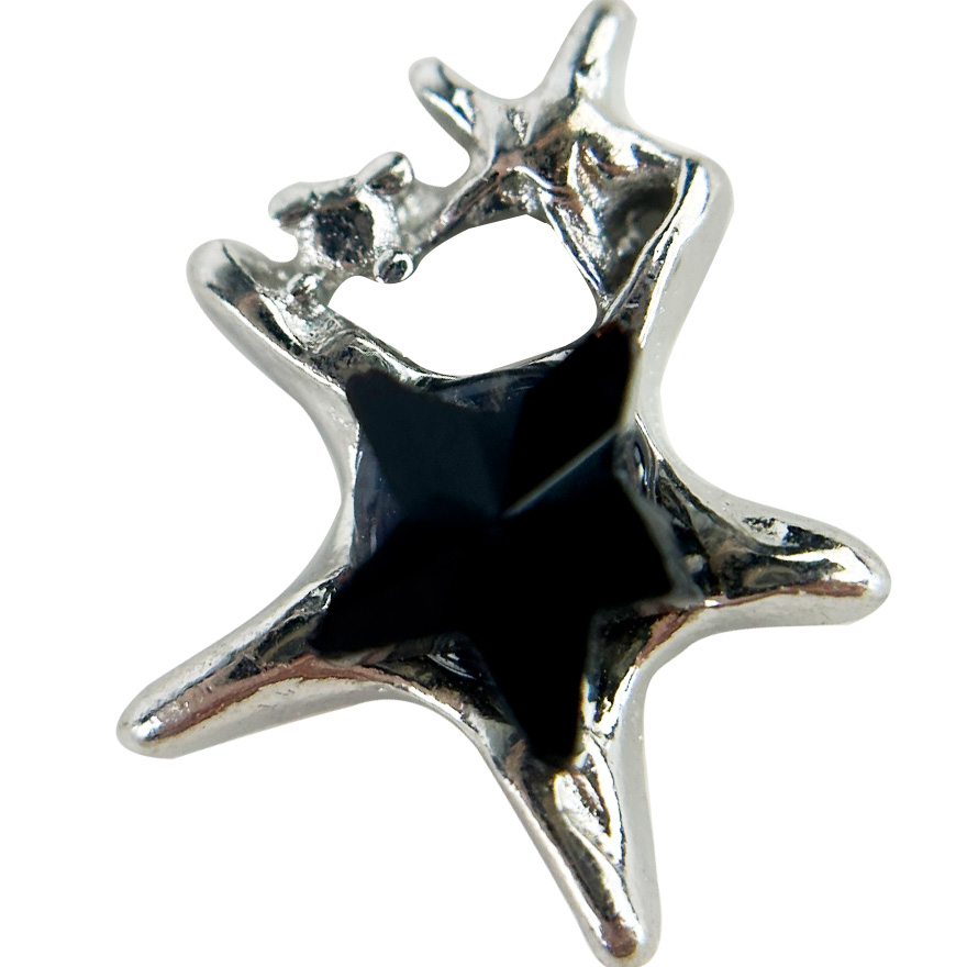 Metallic nail decor Five-pointed star, Black, 10 x 12 mm