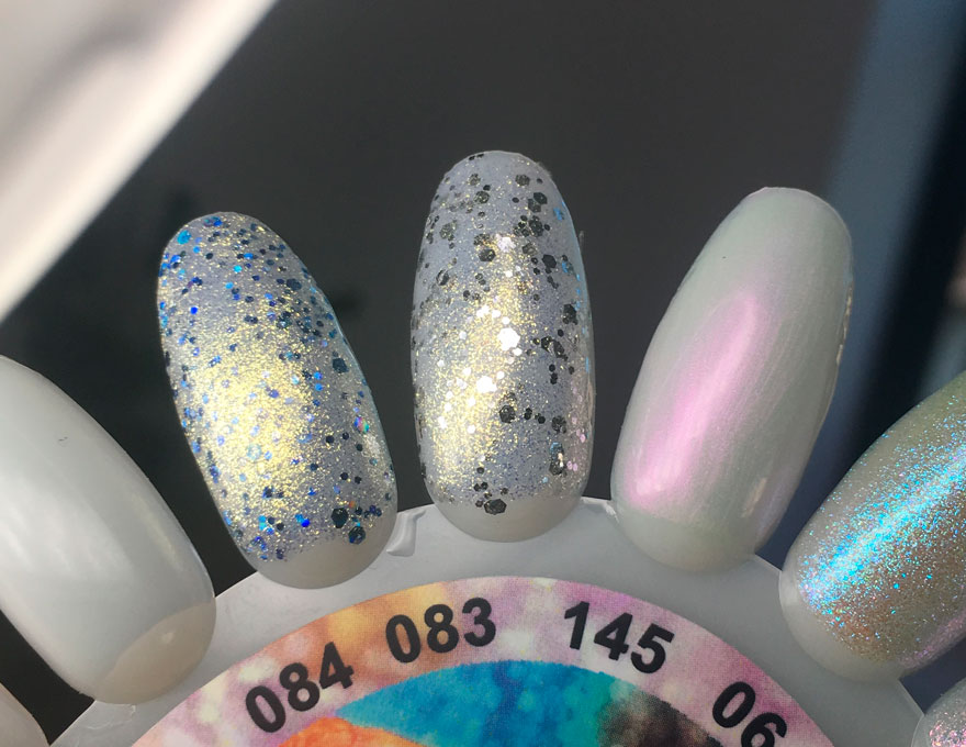 Molekula gel varnish No. 083 (transparent with gold microgloss and silver sparkles), 11 ml