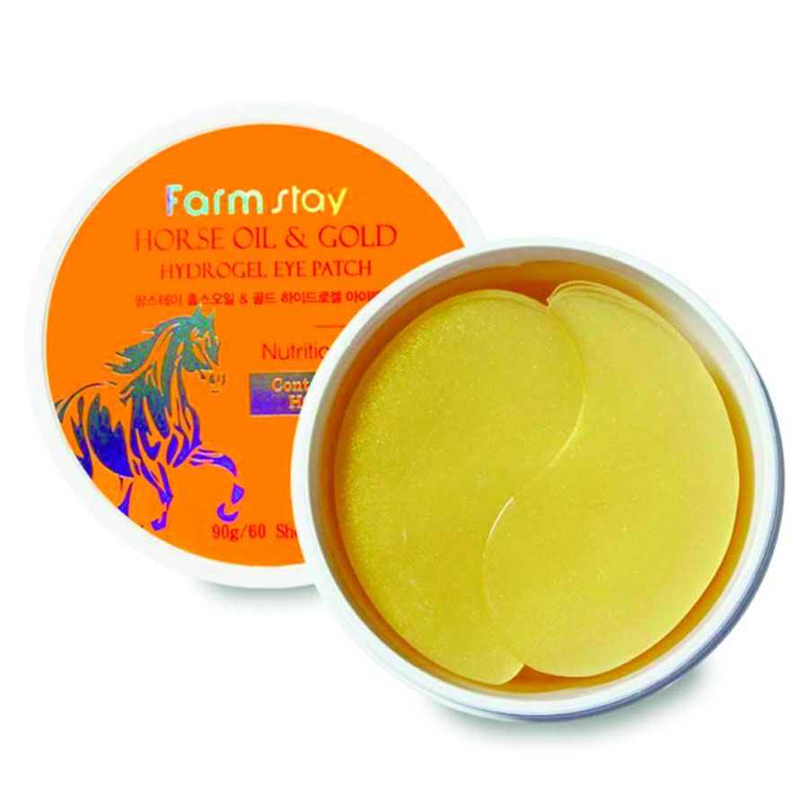 FARMSTAY Horse Oil & Gold Hydrogel Eye Patch, Horse Oil Eye Patch, 60 Pieces