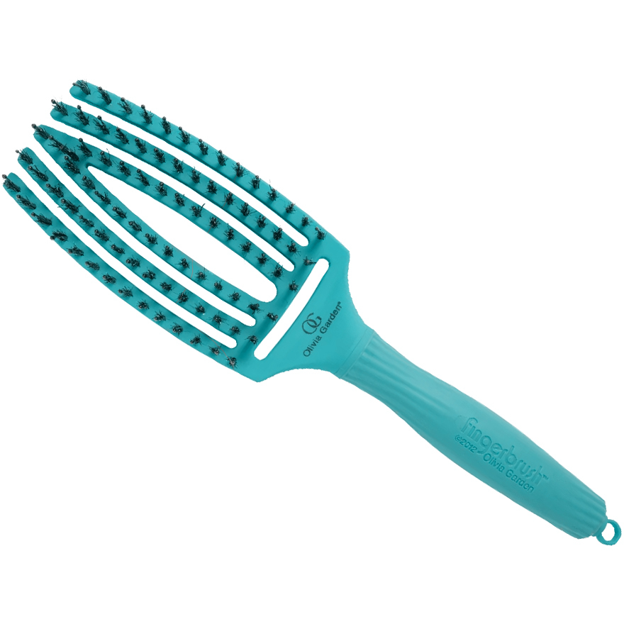 Olivia Garden Щетка массажная с натуральной щетиной Finger Brush Combo Medium Tropical Ocean