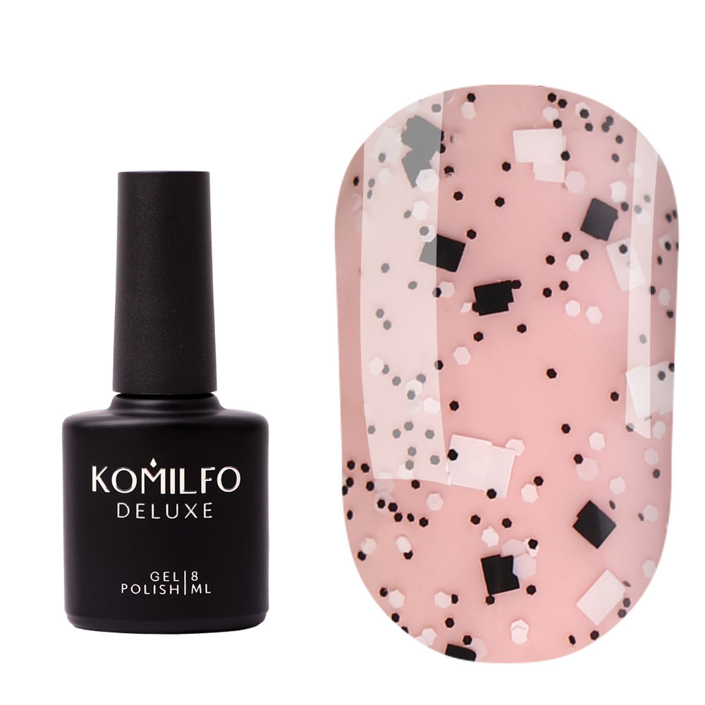 Komilfo No Wipe Top Stone - топ без ЛШ з чорно-білими елементами, 8 мл