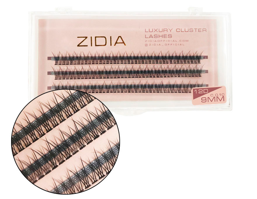 ZIDIA Cluster lashes fish tail 12D C 0.10 (3 bands, size 9mm) ZIDIA Cluster lashes fish tail 12D C 0.10 (3 bands, size 9mm)
