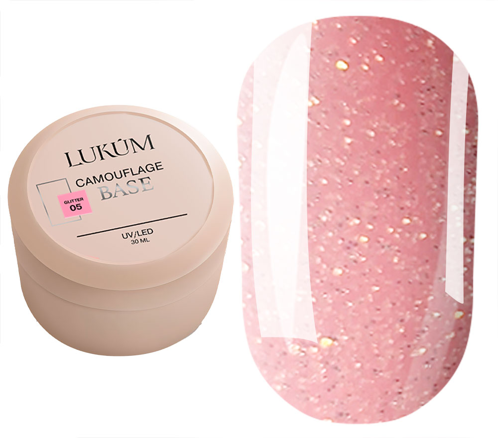 Lukum База для ногтей Glitter cover base 05, 30 мл