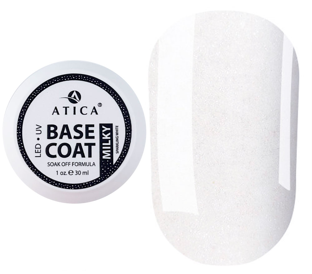 Atica Nail base Base Gel Milky Sparkling White, 30 ml