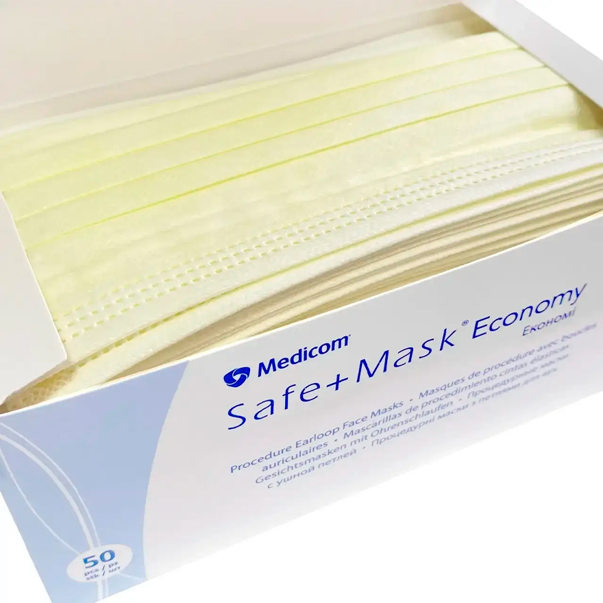 Medicom Three-layer mask Yellow, 50 pcs/pack