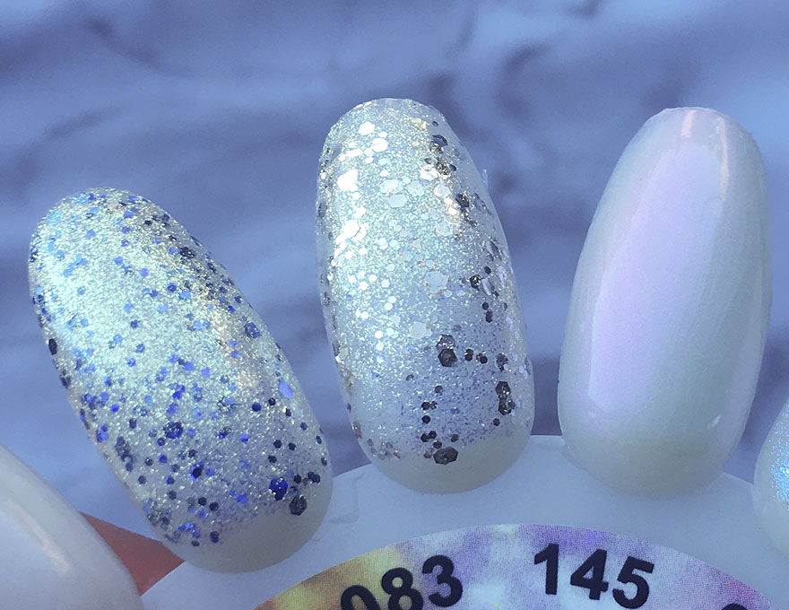 Molekula gel varnish No. 083 (transparent with gold microgloss and silver sparkles), 11 ml